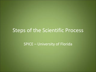 Steps of the Scientific Process SPICE – University of Florida 