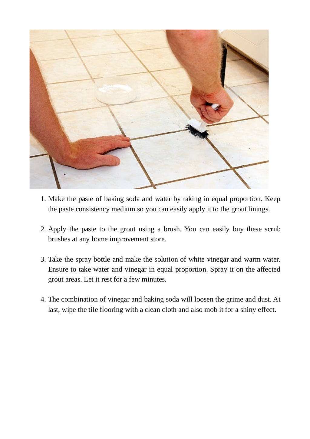 Steps on Cleaning Grout with Baking Soda and Hydrogen Peroxide