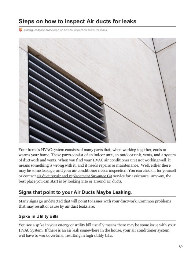 Steps on how to inspect air ducts for leaks