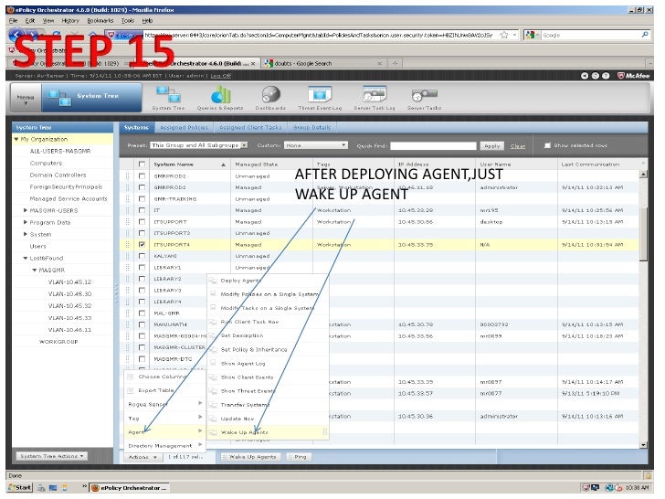 Steps on macfee epo console icon