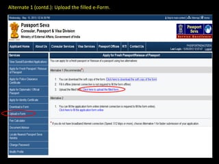 Alternate 1 (contd.): Upload the filled e-Form.
 