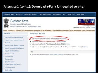 Alternate 1 (contd.): Download e-Form for required service. 
4 
 