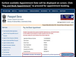 Earliest available Appointment Date will be displayed on screen. Click 
“Pay and Book Appointment” to proceed for appointment booking. 
 
