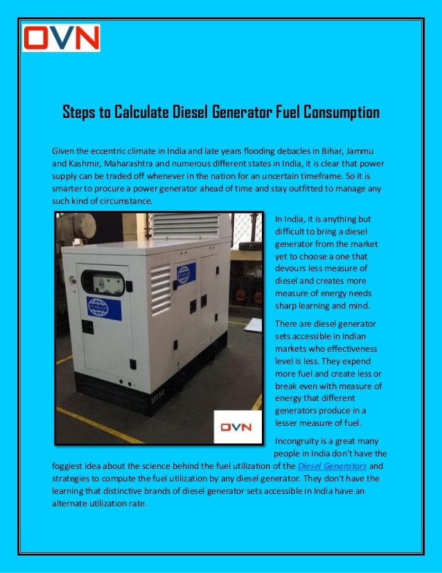 Steps to calculate diesel generator fuel consumption by OVN Trading