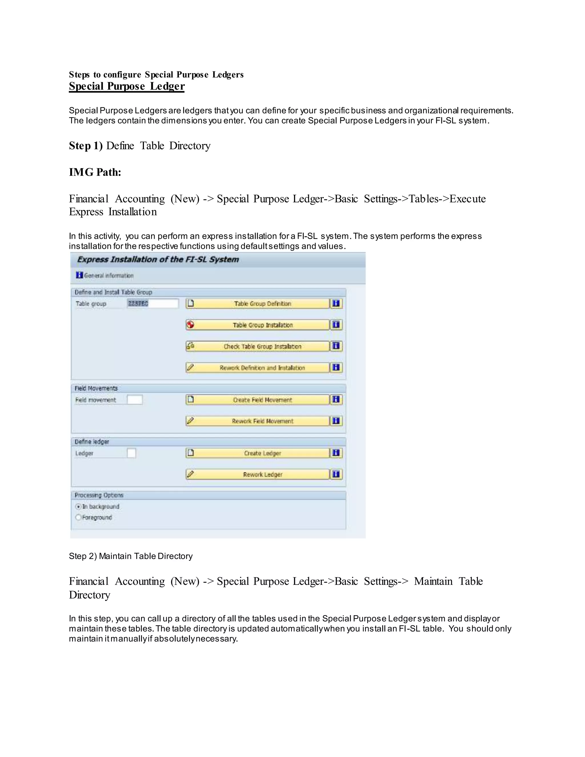 Steps to configure special purpose ledgers PDF
