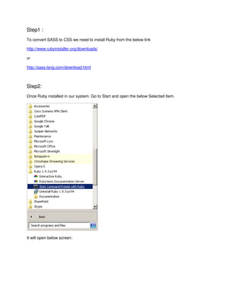 Steps to convert sass to css | PDF | Programming Languages | Computing