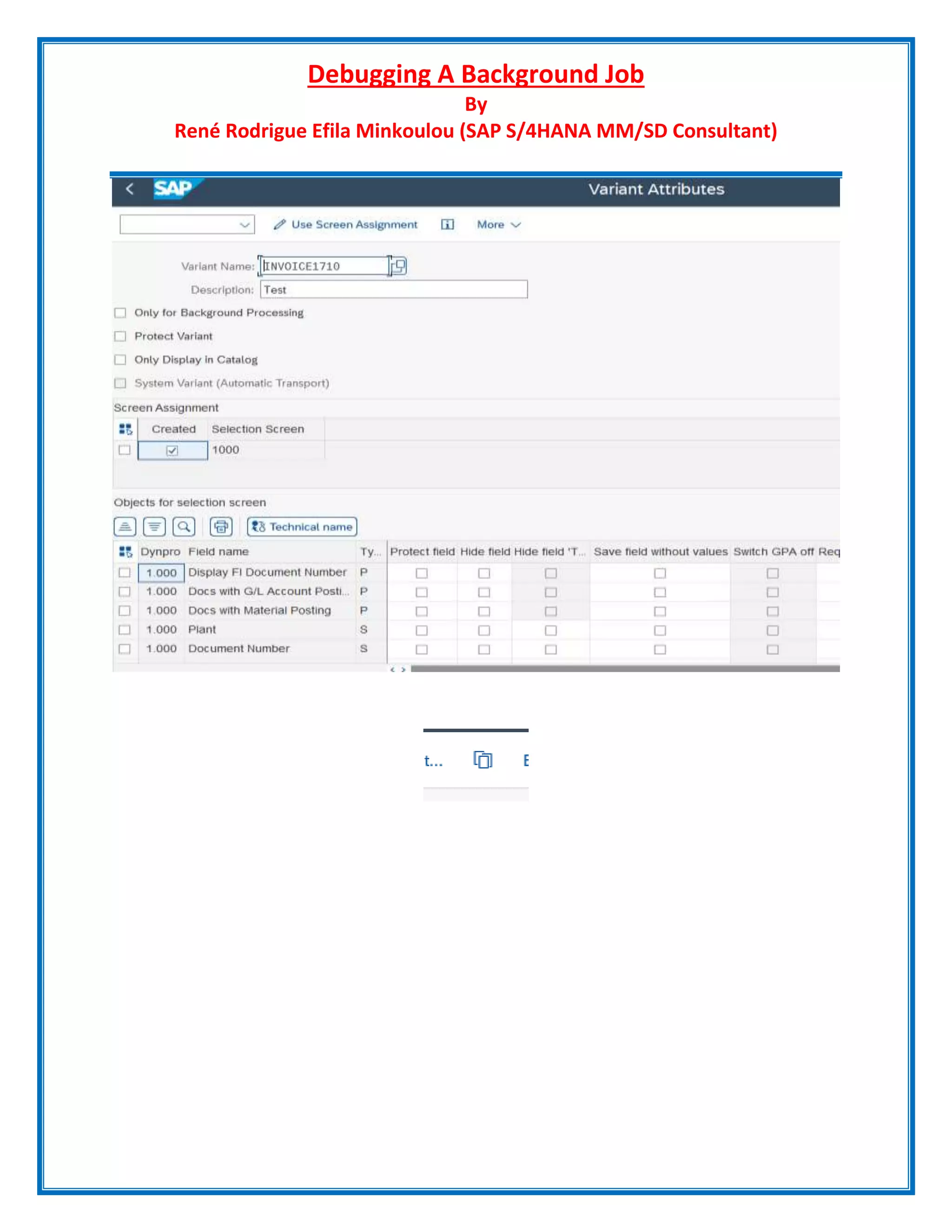 Debugging A Background Job
By
René Rodrigue Efila Minkoulou (SAP S/4HANA MM/SD Consultant)
 
