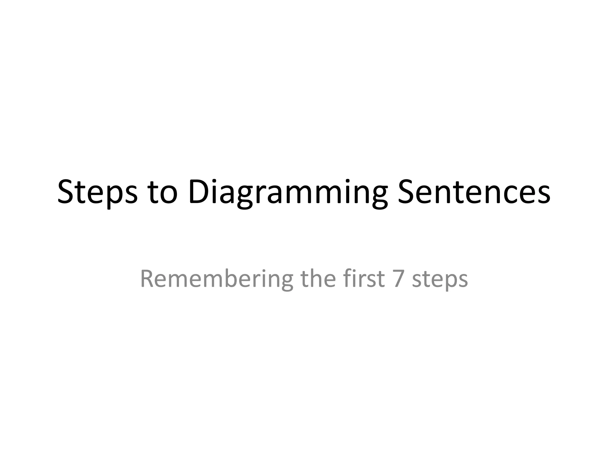 Steps to Diagramming Sentences
Remembering the first 7 steps