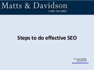 Tel. 1-800-353-8867,
1-914-220-6576
www.mattsdavidson.com
Steps to do effective SEO
 