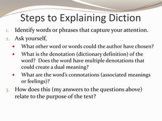 Steps to explaining diction | PPT