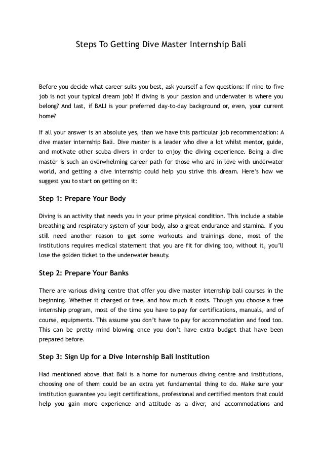steps to getting dive master internship bali before you decide what career suits you best