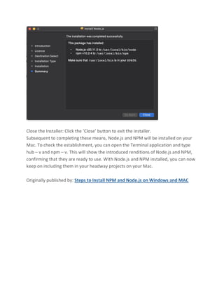 Steps to Install NPM and Node.js on Windows and MAC | PDF