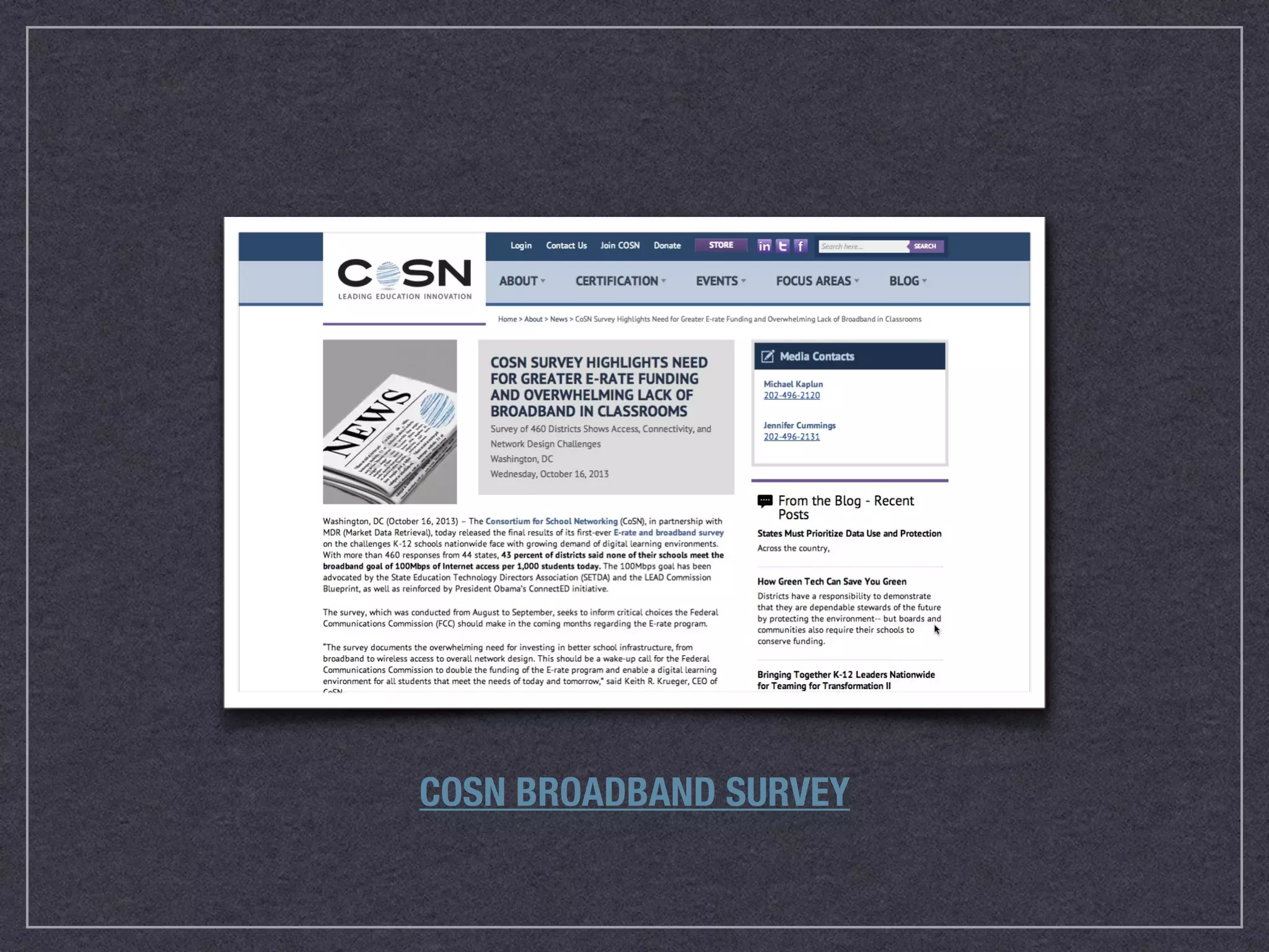 COSN BROADBAND SURVEY
 