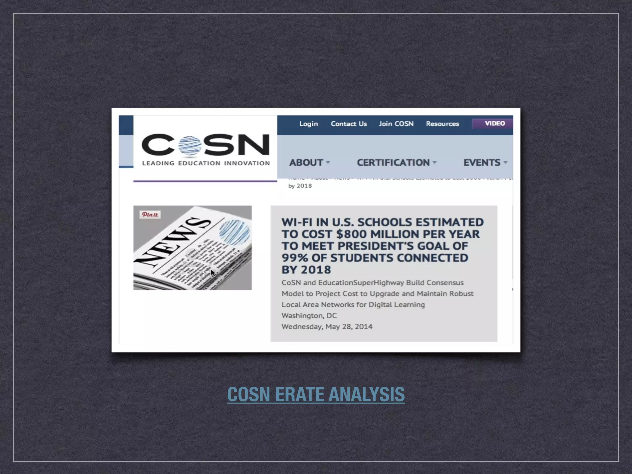 COSN ERATE ANALYSIS
 