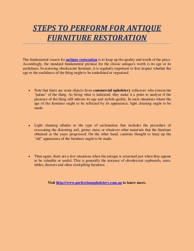 Steps To Perform For Antique Furniture Restoration