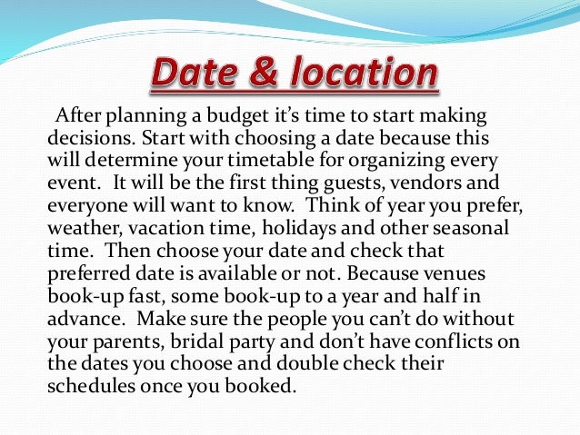 steps to plan a wedding event