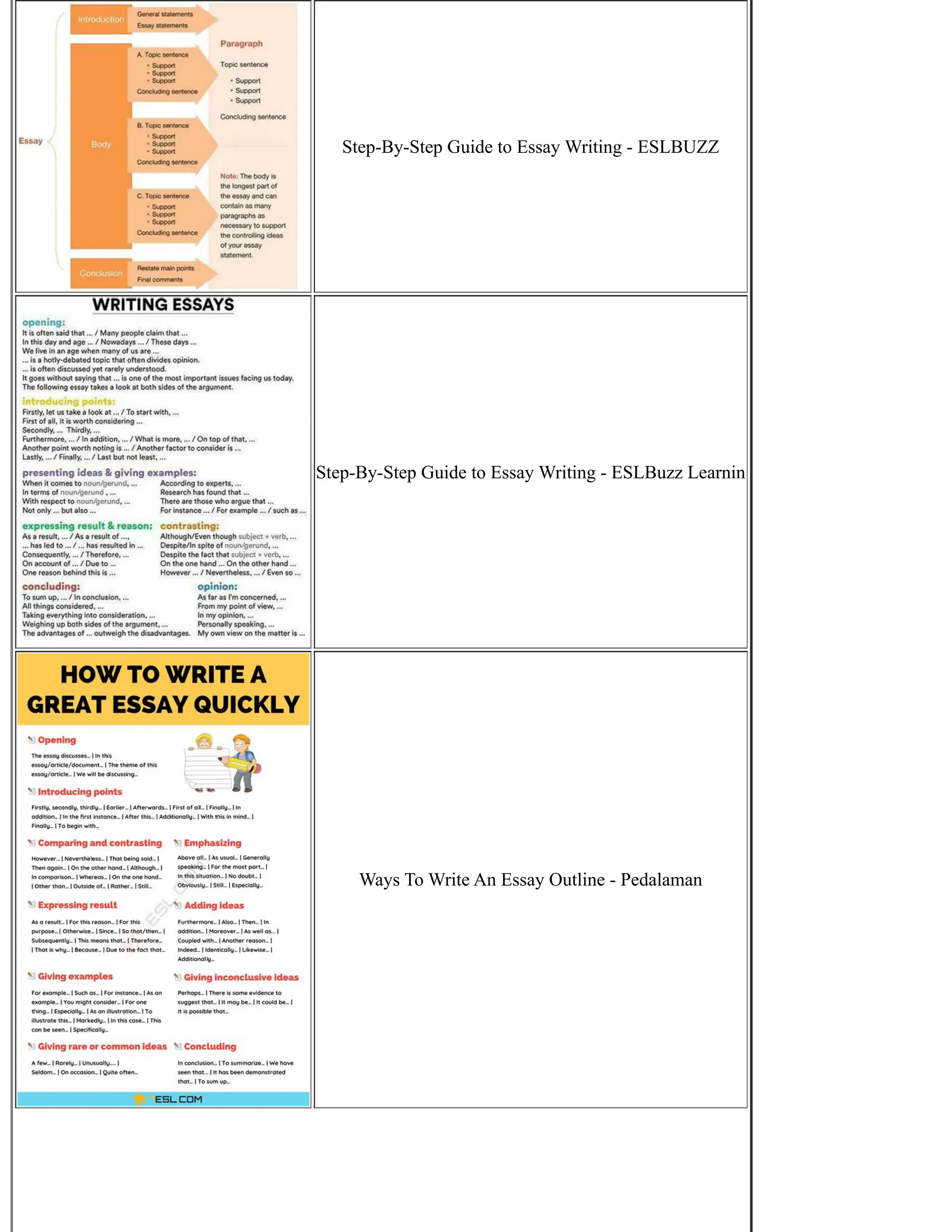 Step-By-Step Guide to Essay Writing - ESLBUZZ
Step-By-Step Guide to Essay Writing - ESLBuzz Learnin
Ways To Write An Essay Outline - Pedalaman
 