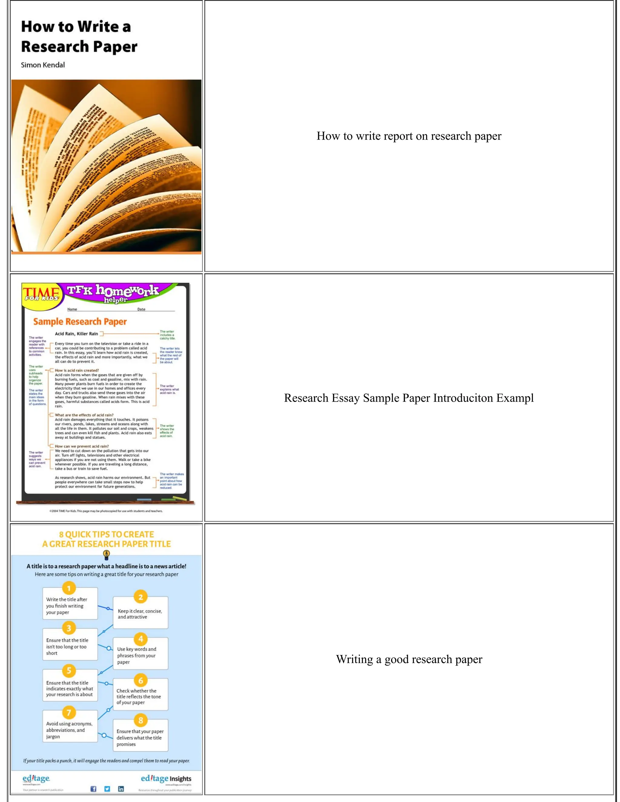 How to write report on research paper
Research Essay Sample Paper Introduciton Exampl
Writing a good research paper
 