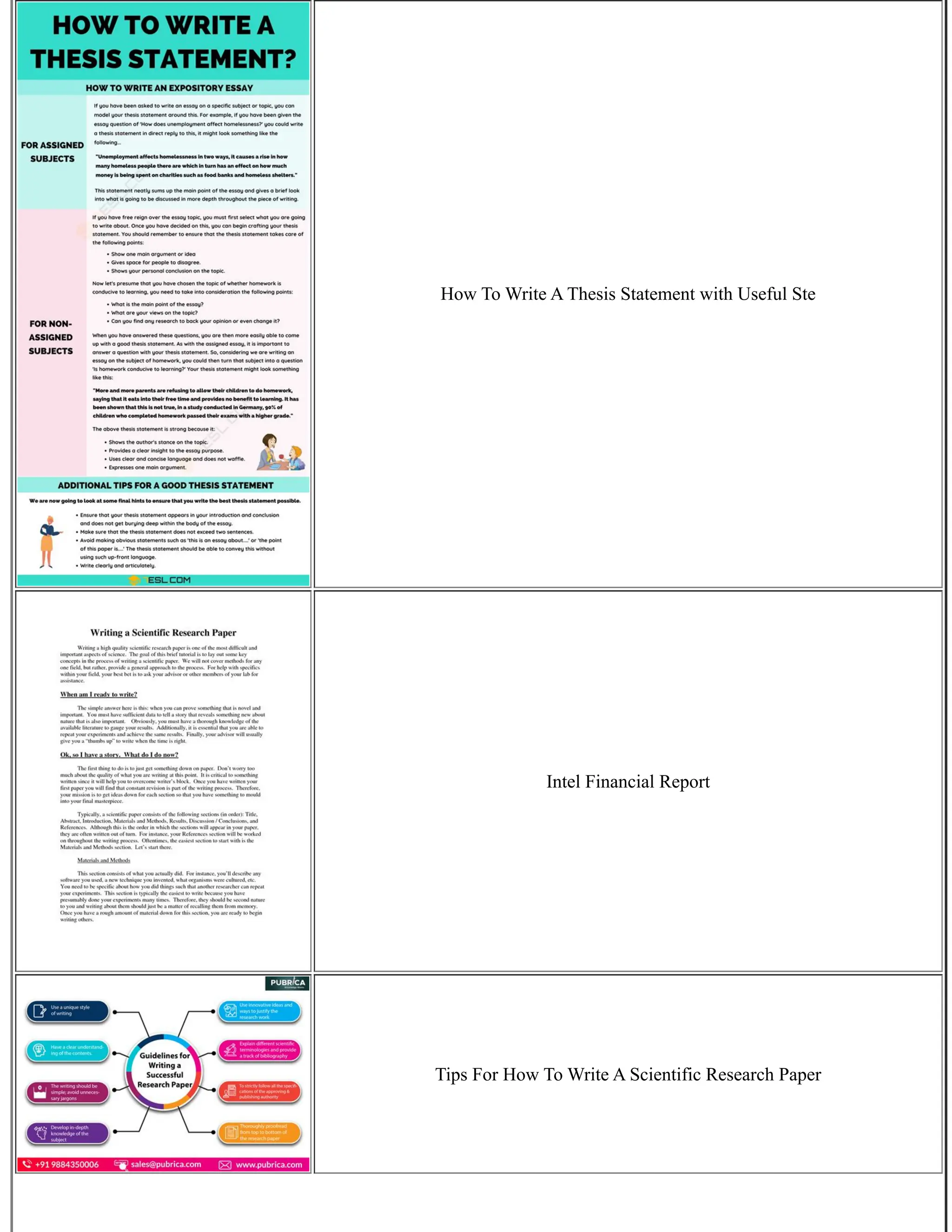 How To Write A Thesis Statement with Useful Ste
Intel Financial Report
Tips For How To Write A Scientific Research Paper
 