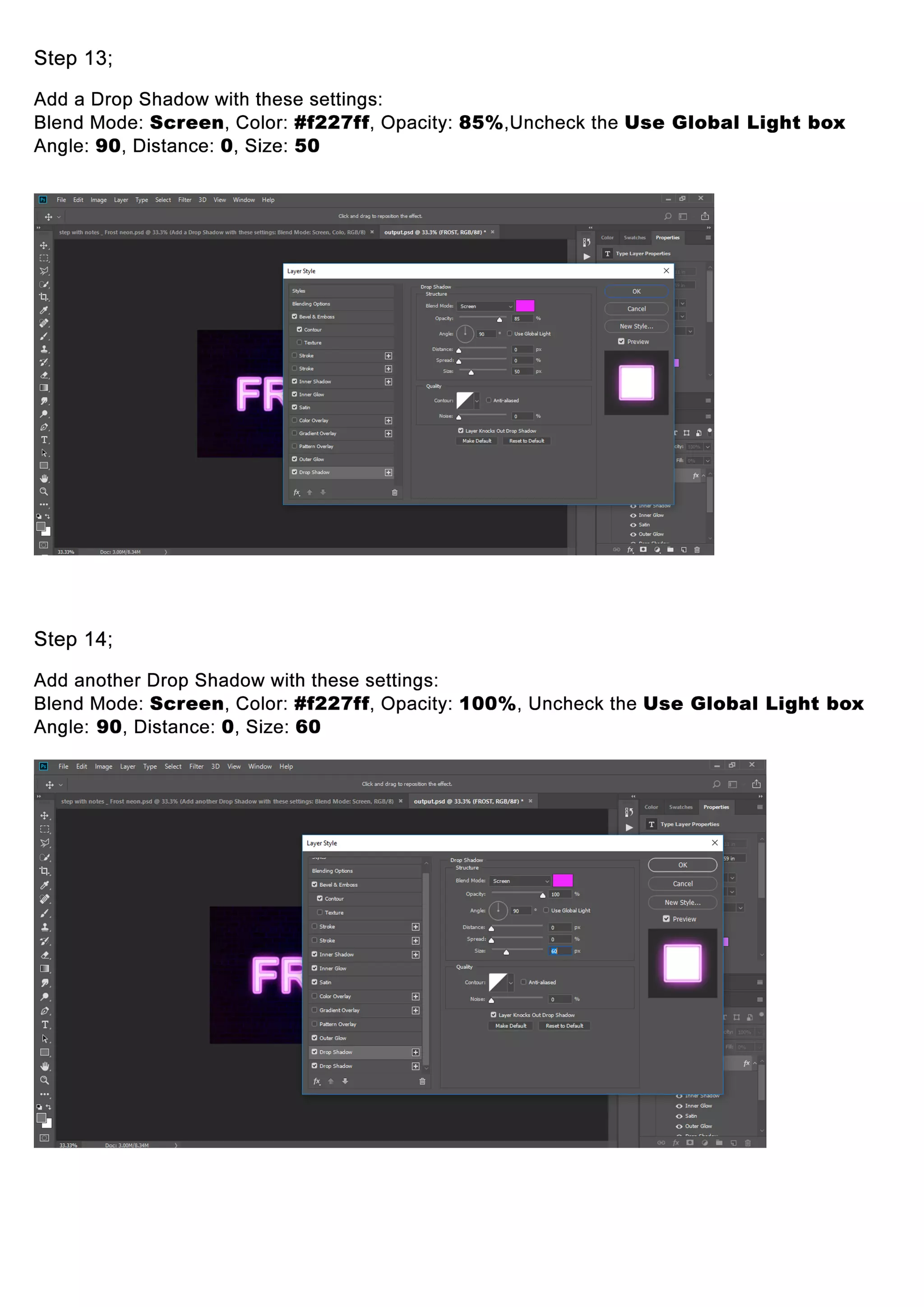 How to create Frost Neon Effect in Photoshop?