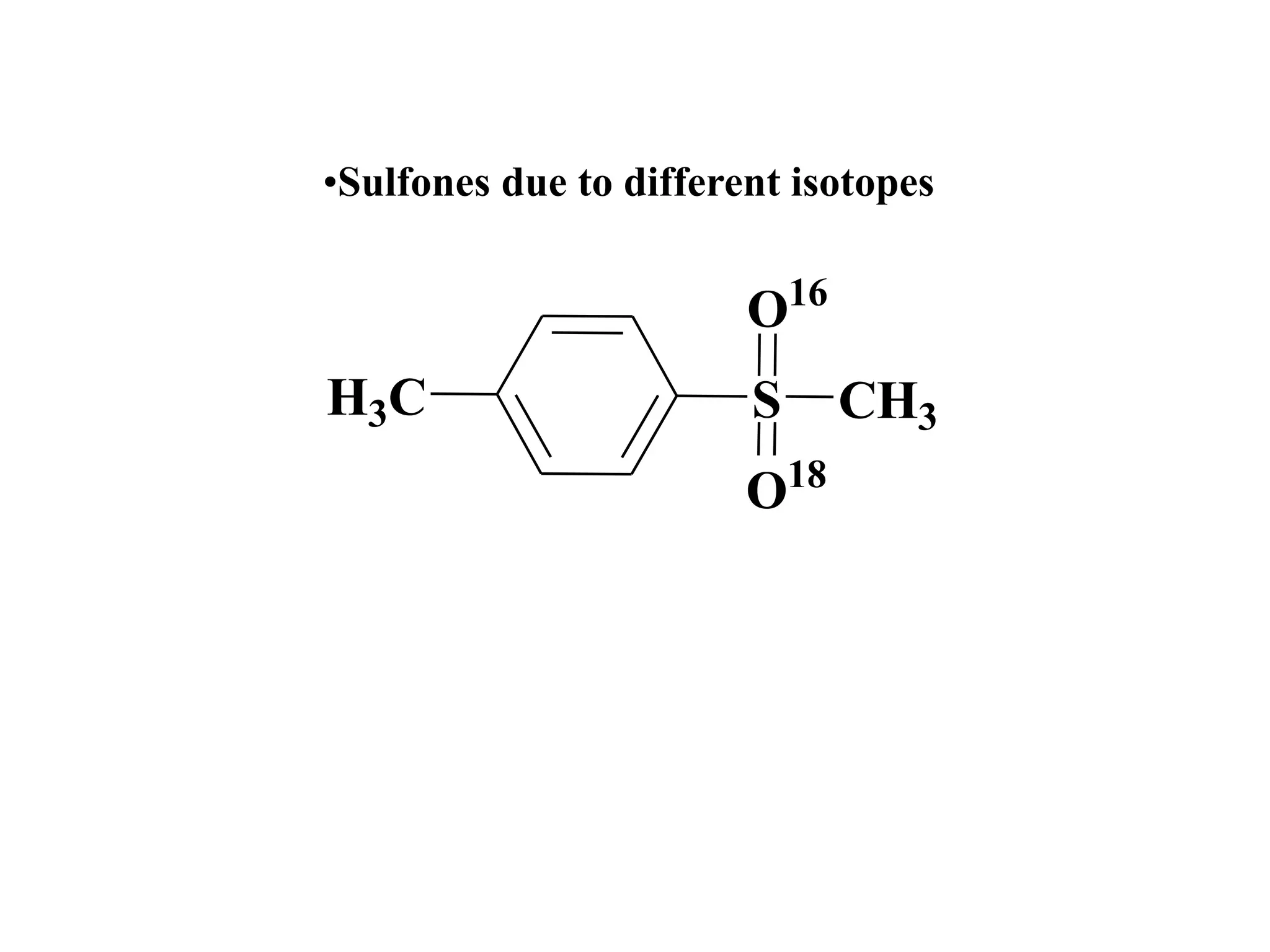 •Sulfones due to different isotopes
S CH3
O16
O18
H3C
 