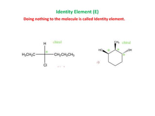 Identity Element (E)
Doing nothing to the molecule is called Identity element.
 