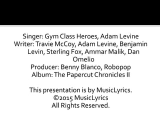 maroon 5 stereo hearts lyrics maroon 5 stereo hearts lyrics