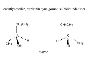 enantiyomerler, birbirinin ayna görüntüsü biçimindedirler.
 