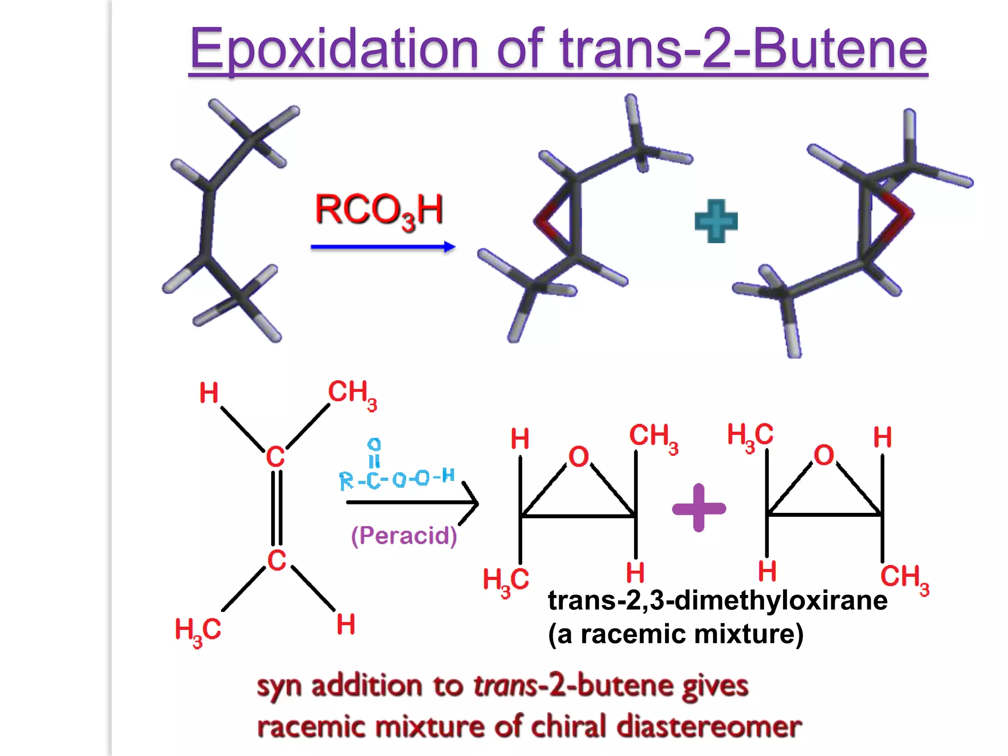 Epoxidation of trans-2-Butene
trans-2,3-dimethyloxirane
(a racemic mixture)
 