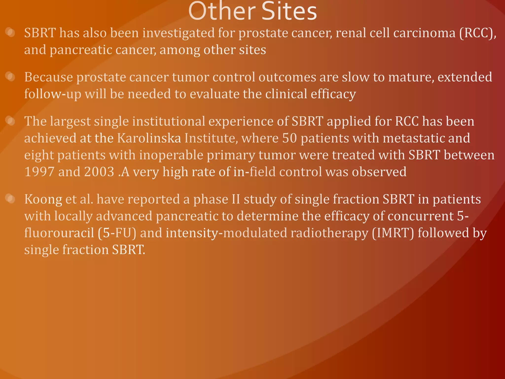 Stereotactic body radiation therapy