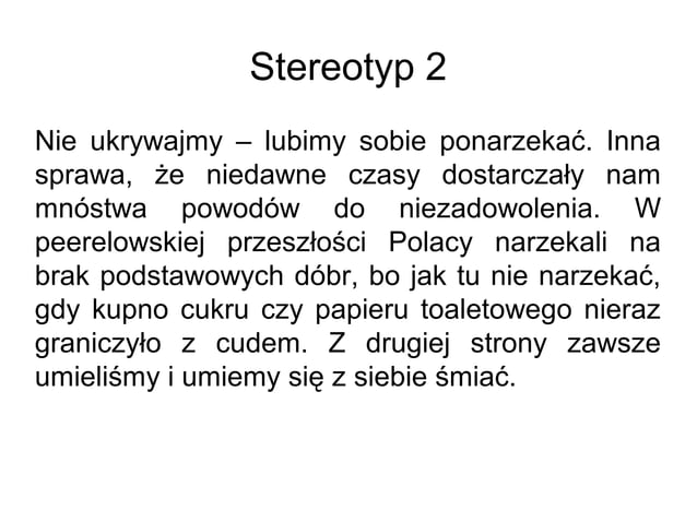 Stereotypy o Polakach | PPT
