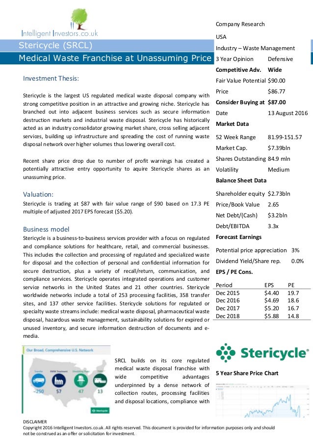 Stericycle (SRCL) Waste management franchise at unassuming price