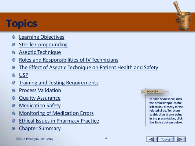 Sterile compounding and aseptic technique instructors guide template
