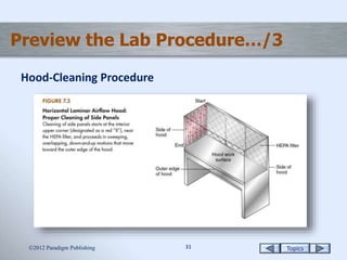 Topics3131
Preview the Lab Procedure…/3
Hood-Cleaning Procedure
2012 Paradigm Publishing
 