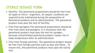 Sterile dosage form (parenteral) | PDF