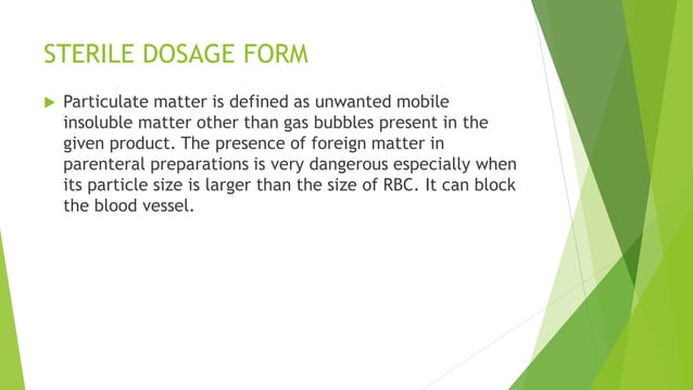 Sterile dosage form (parenteral) | PDF