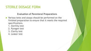 Sterile dosage form (parenteral) | PPT