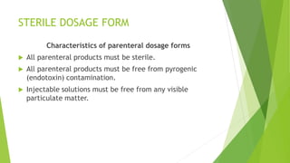 Sterile dosage form (parenteral) | PPT