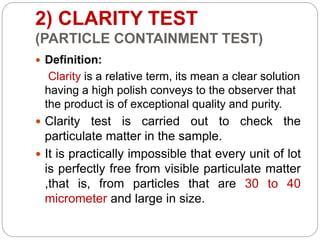 QUALITY CONTROL OF PARENTERALS,STERILE PRODUCT | PPTX
