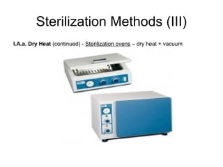 Sterilization Methods (III) 
I.A.a. Dry Heat (continued) - Sterilization ovens – dry heat + vacuum 
 