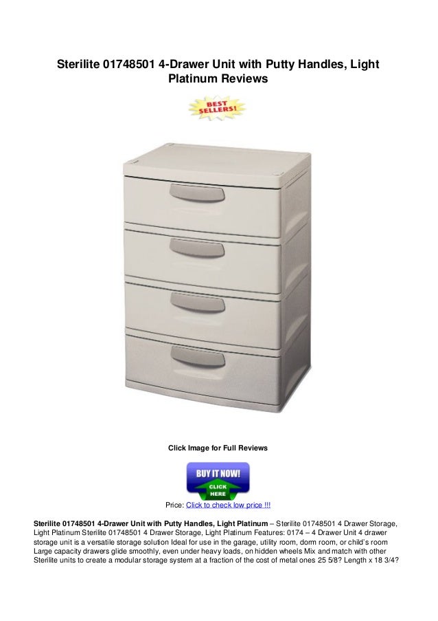 Sterilite 01748501 4 Drawer Unit With Putty Handles Light Platinum Re