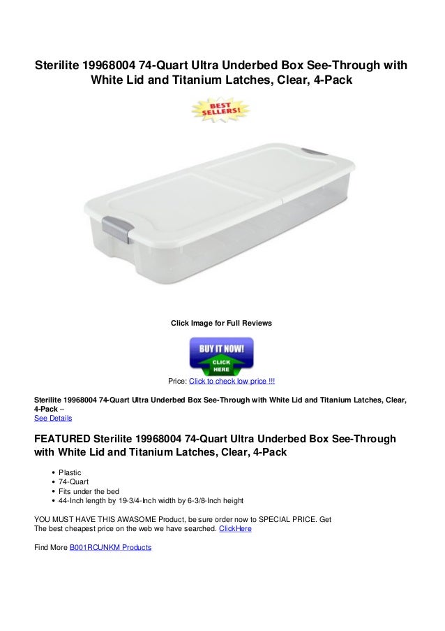 Sterilite 19968004 74quart_ultra_underbed_box_seethrough_with_white