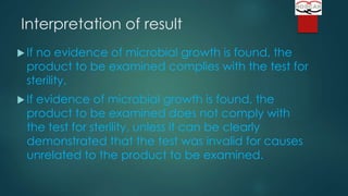 Sterility test and modern microbiological methods