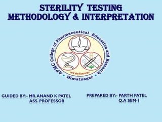 STERILITY TESTING
METHODOLOGY & INTERPRETATION
 