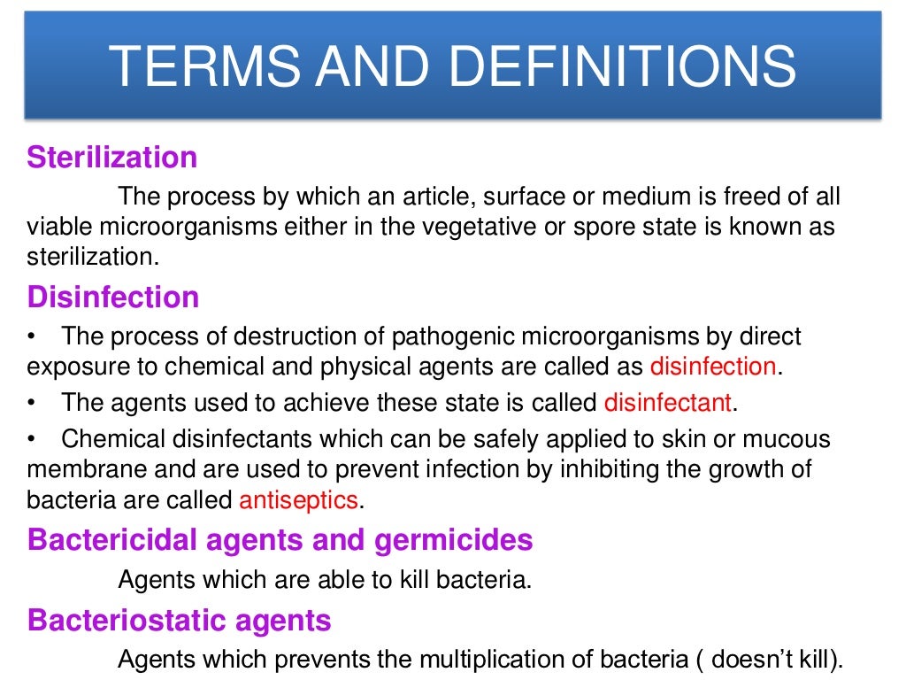Sterilization and disinfection