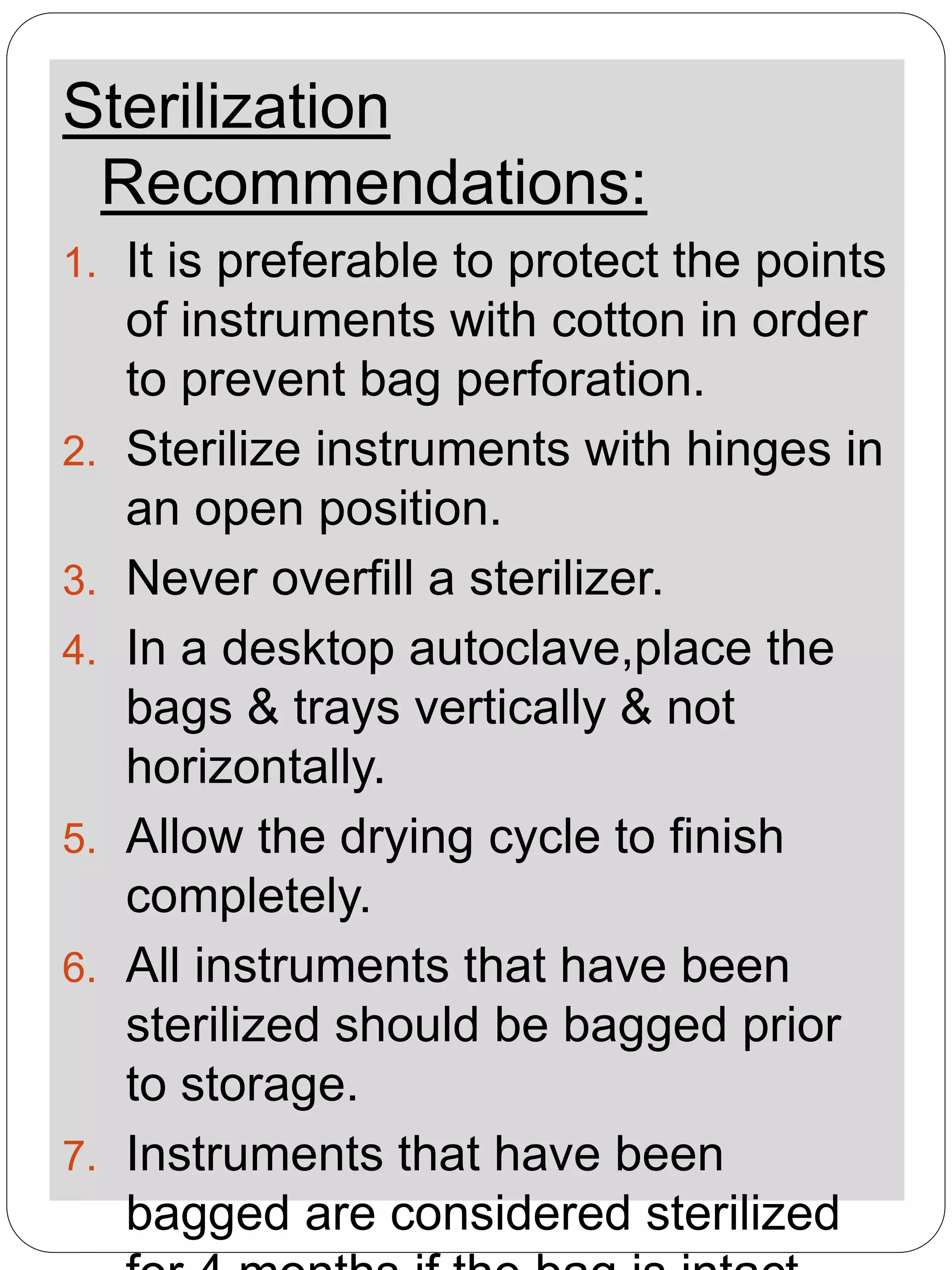 Sterilization of operative & endodontic instruments | PPTX
