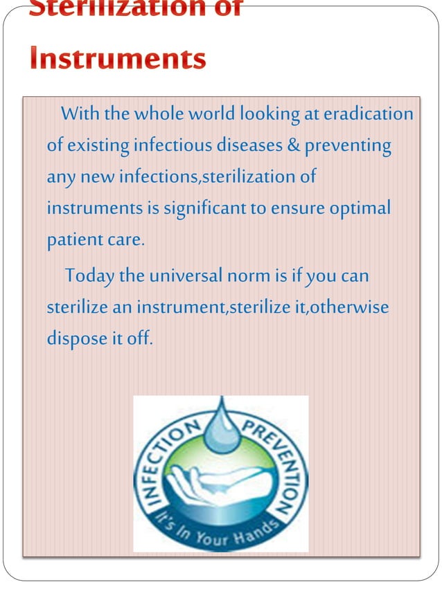 Sterilization of operative & endodontic instruments