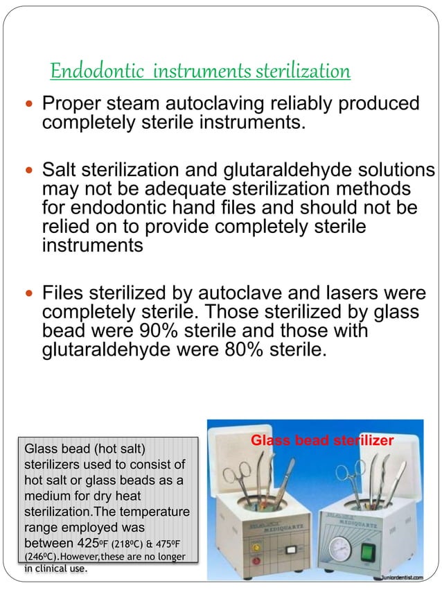 Sterilization of operative & endodontic instruments