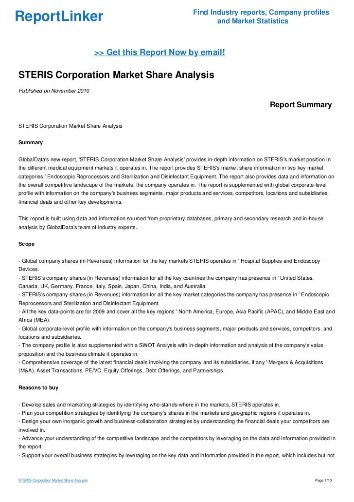 STERIS Corporation Market Share Analysis