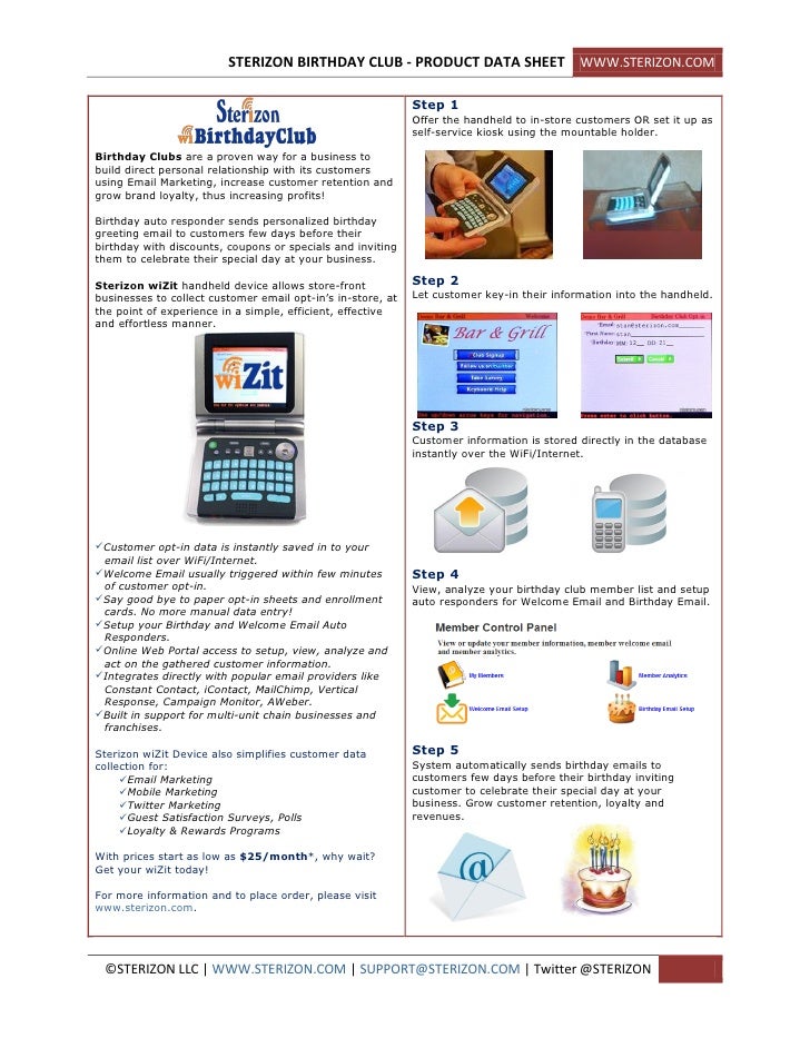 Handheld Device for Birthday Club, Email Club, for Email